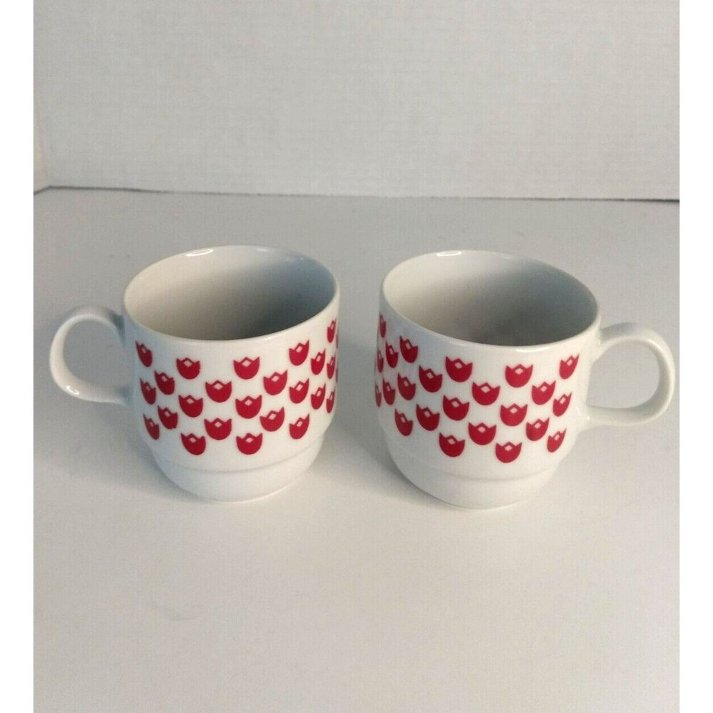 Bareuther Waldsassen Bavaria Germany #293 Red Tulip Cups Pirta Set of 2
